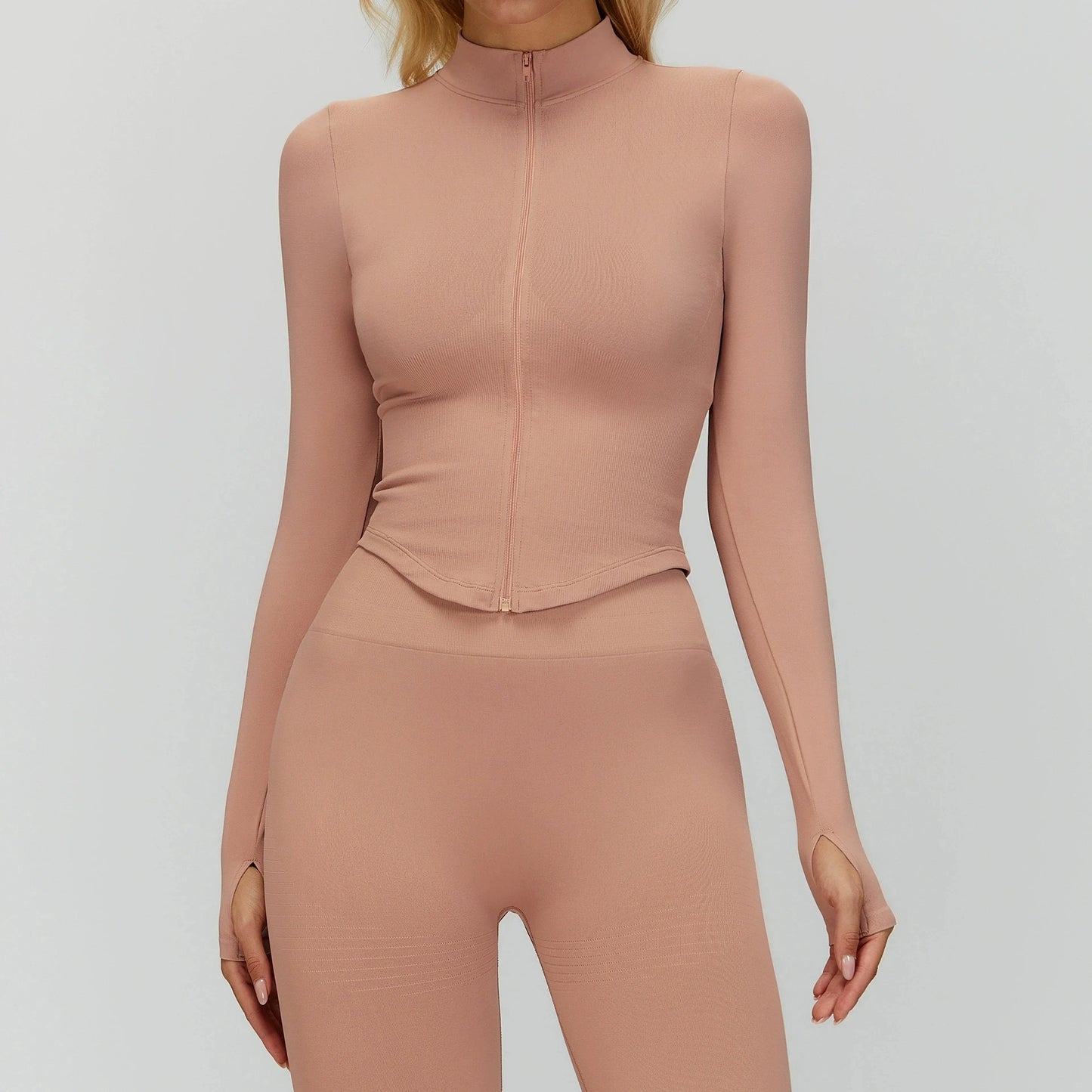 Outdoor Sports Long Sleeved Women's Slim Yoga Quick Dry Tight Fitting Quick Drying Stand Up Collar Jacket Running Fitness Jacket