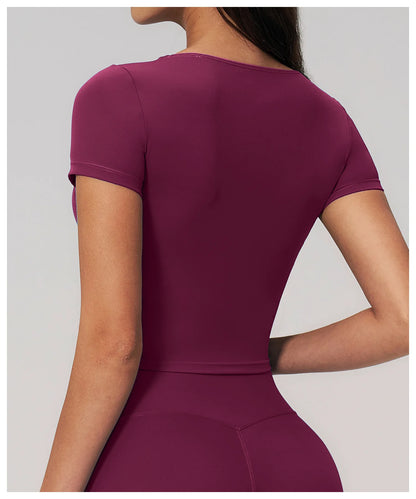 Women Yoga Shirts Fitness T-Shirt Sports Short Sleeve Gym Clothes Female Workout Short Sleeve Sports Shirts Running Active Wear
