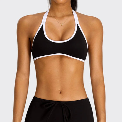Summer Halter Yoga Bra Women Color Blocking Sports Underwear Gym Top Shockproof Fitness Push Up Workout Sports Bra Yoga Crop Top