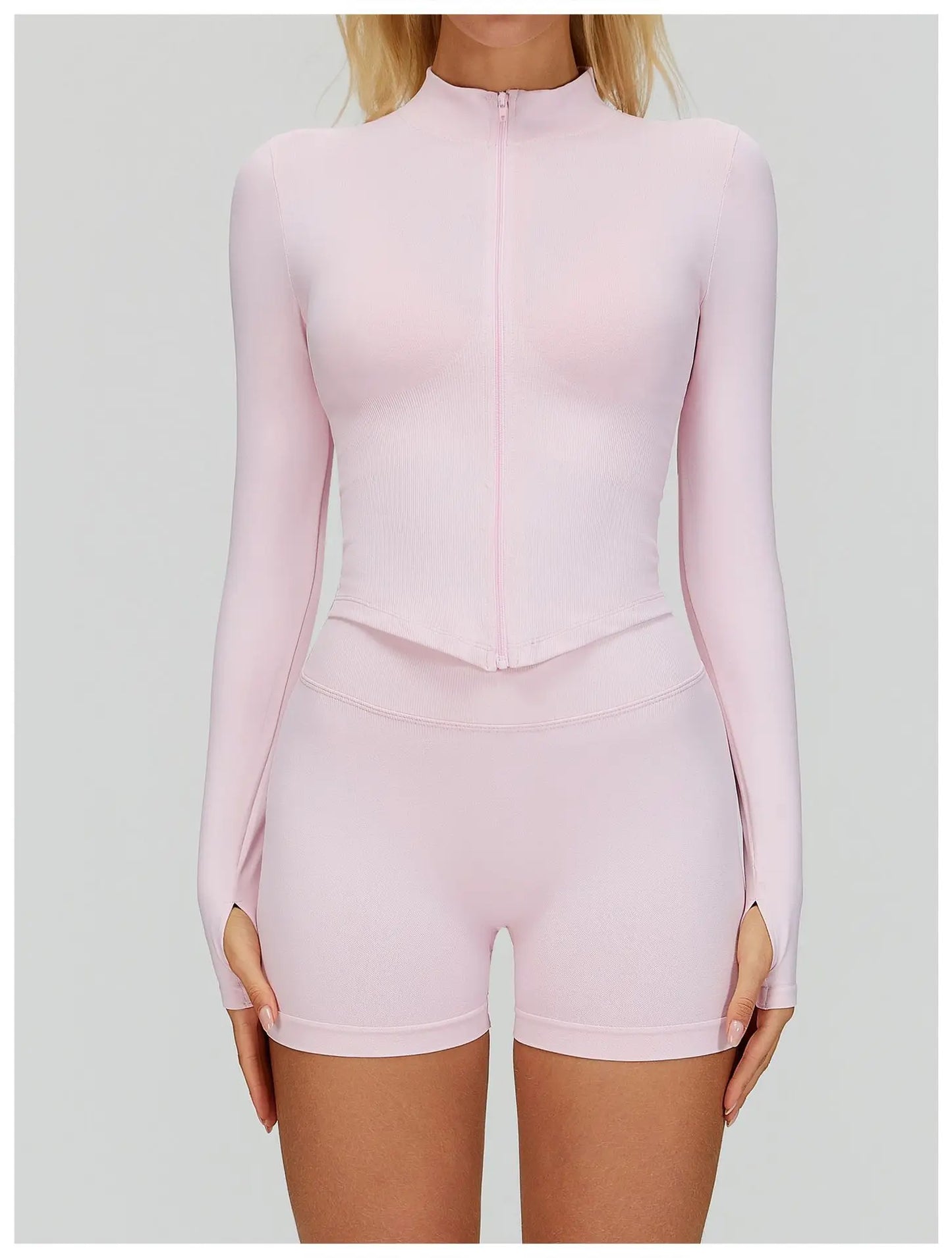 Outdoor Sports Long Sleeved Women's Slim Yoga Quick Dry Tight Fitting Quick Drying Stand Up Collar Jacket Running Fitness Jacket