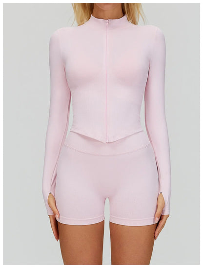 Outdoor Sports Long Sleeved Women's Slim Yoga Quick Dry Tight Fitting Quick Drying Stand Up Collar Jacket Running Fitness Jacket