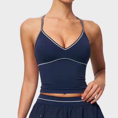 Women Halter Yoga Vest Removable Pad V Neck Sports Bra Slim Fit Quick Dry Workout Sports Tank Top Fitness Running Sleeveless Top