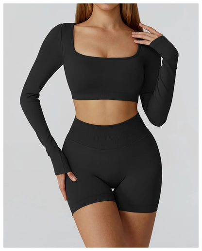 Women's Yoga Top Seamless Long Sleeved Sports Wear Workout Tops T-shirt Fitness Running Hollow out Backless Gym Woman SportShirt