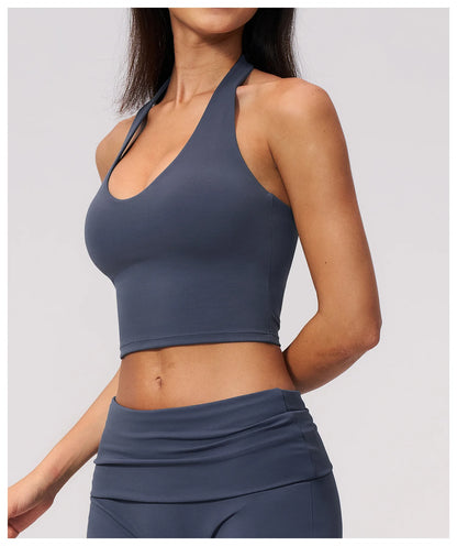 Summer New Yoga Bra Women Sports Shockproof Bra Sexy V-Neck Fitness Underwear Female Backless Sports Bra Gym Push Up Workout Top