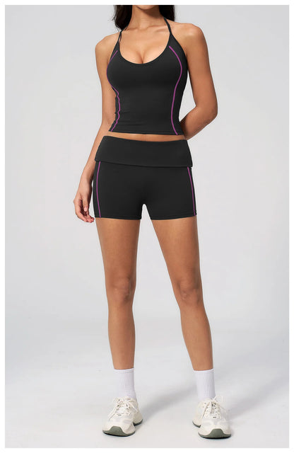 Summer Sports Tops Women's Halter Neck Vest Workout Shockproof Underwear Breathable Running Cycling Bra Gym Clothes Yoga Vest