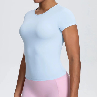 Best Selling New Models Yoga T-Short Sleeve Athletic Yoga Running Sexy Summer Gym Workout Quick Dry Stretchy Tees Tops Baselayer