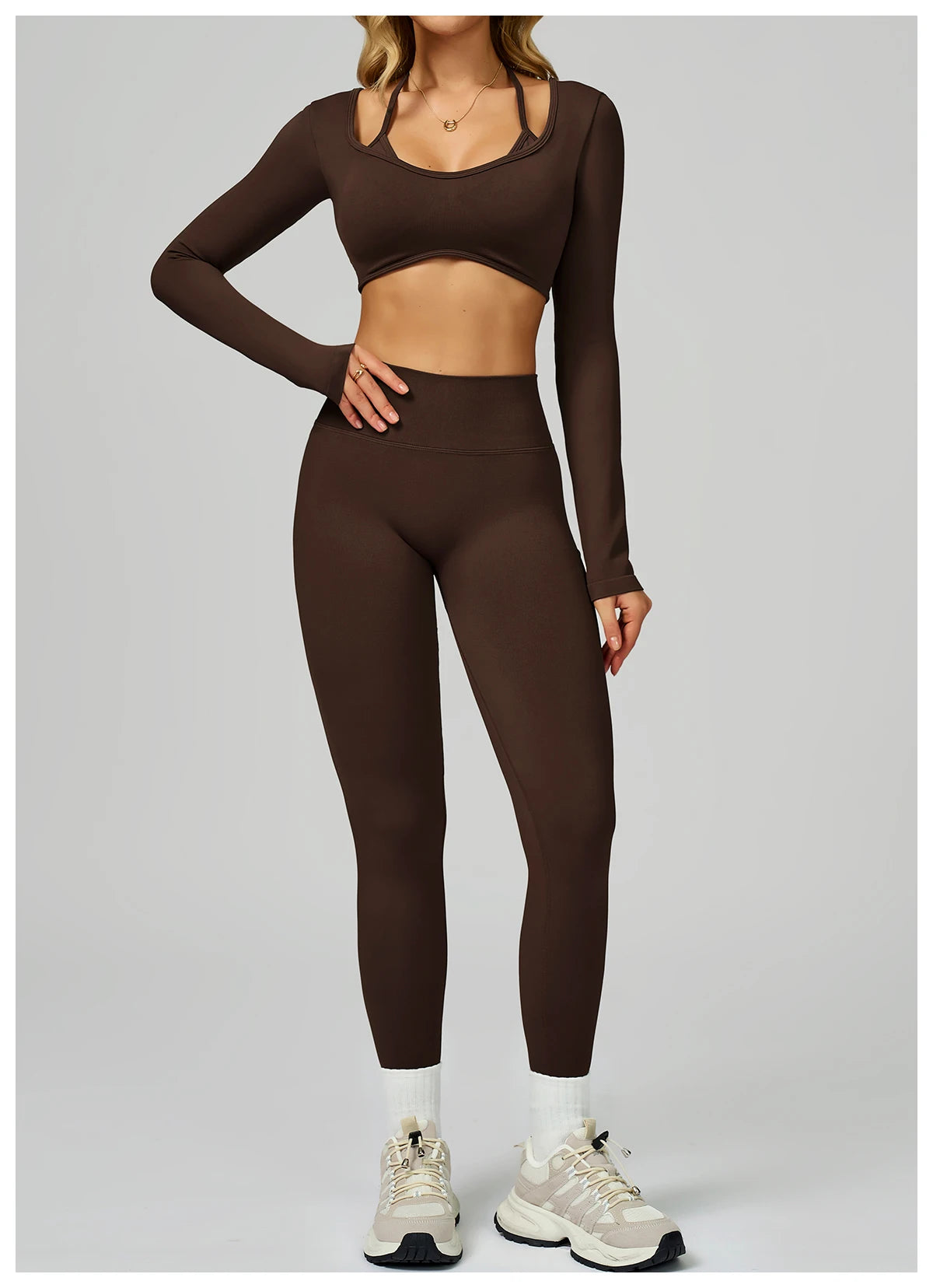 Seamless Yoga Shirts For Women Ribbed Long Sleeve Gym Clothes Fitness Running Workout Dry Fit Breathable High Elastic Sports Top
