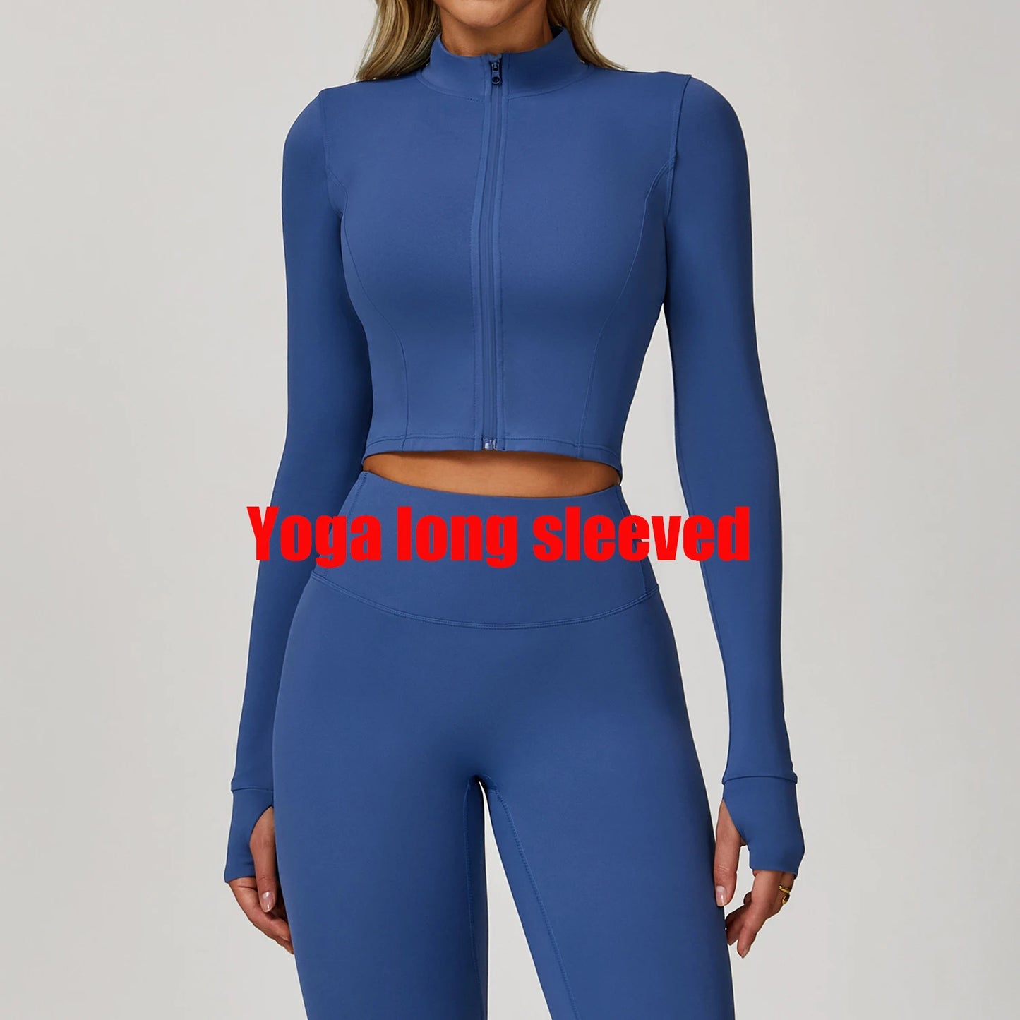 Zipper Cardigan Stand Up Collar Jacket Outdoor Sports Long Sleeved Women Slim Yoga Clothes Quick Dry Running Fitness Jacket Top
