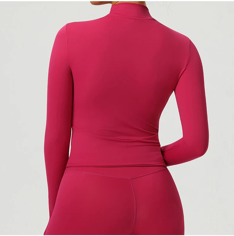 Fitness Sport Women's Zipper Long-sleeved Quick-drying Training Yoga Gym Clothing Clothes Summer Running Breathable Slim Fit Top