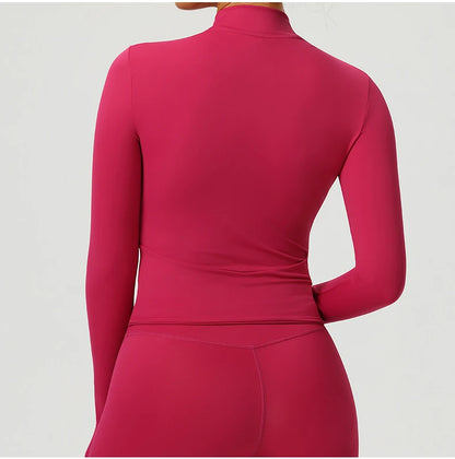 Fitness Sport Women's Zipper Long-sleeved Quick-drying Training Yoga Gym Clothing Clothes Summer Running Breathable Slim Fit Top