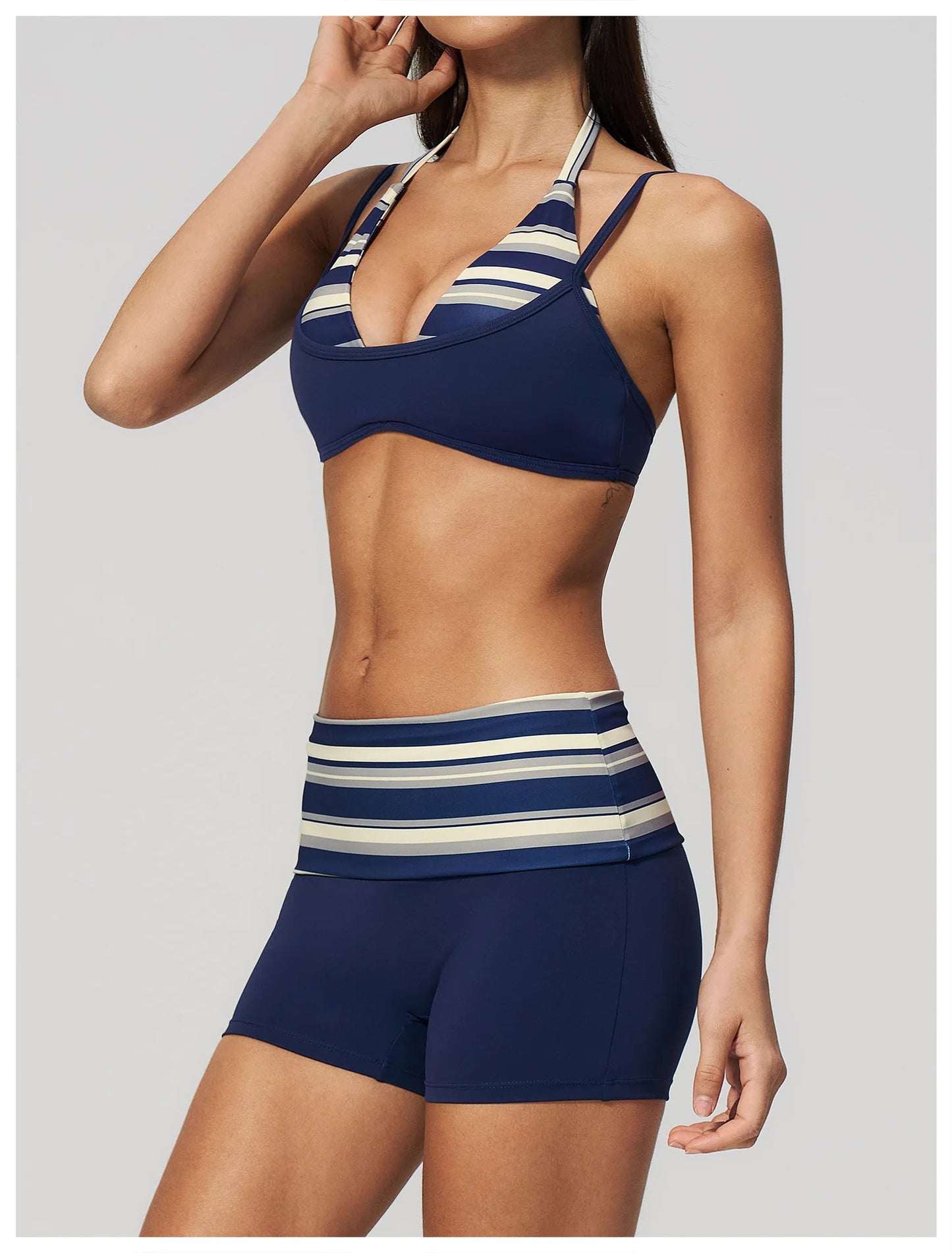 Women's Striped Yoga Bra Breathable Sports Underwear Shockproof Workout Top Sexy Polka Dot Bra Beautiful Back Sports Yoga Top
