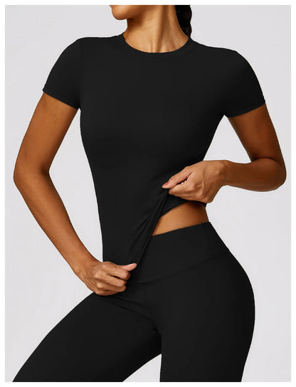 Summer Yoga Top Women Breathable Yoga Shirts Fitness Sports T-Shirts Gym Crop Top Light Weight Yoga Shirt Fitness Activewear