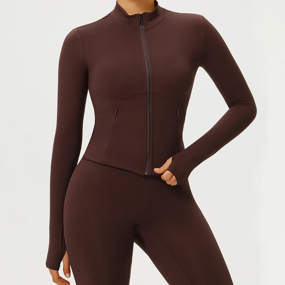 Fitness Sport Women's Zipper Long-sleeved Quick-drying Training Yoga Gym Clothing Clothes Summer Running Breathable Slim Fit Top