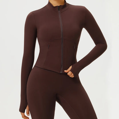 Fitness Sport Women's Zipper Long-sleeved Quick-drying Training Yoga Gym Clothing Clothes Summer Running Breathable Slim Fit Top
