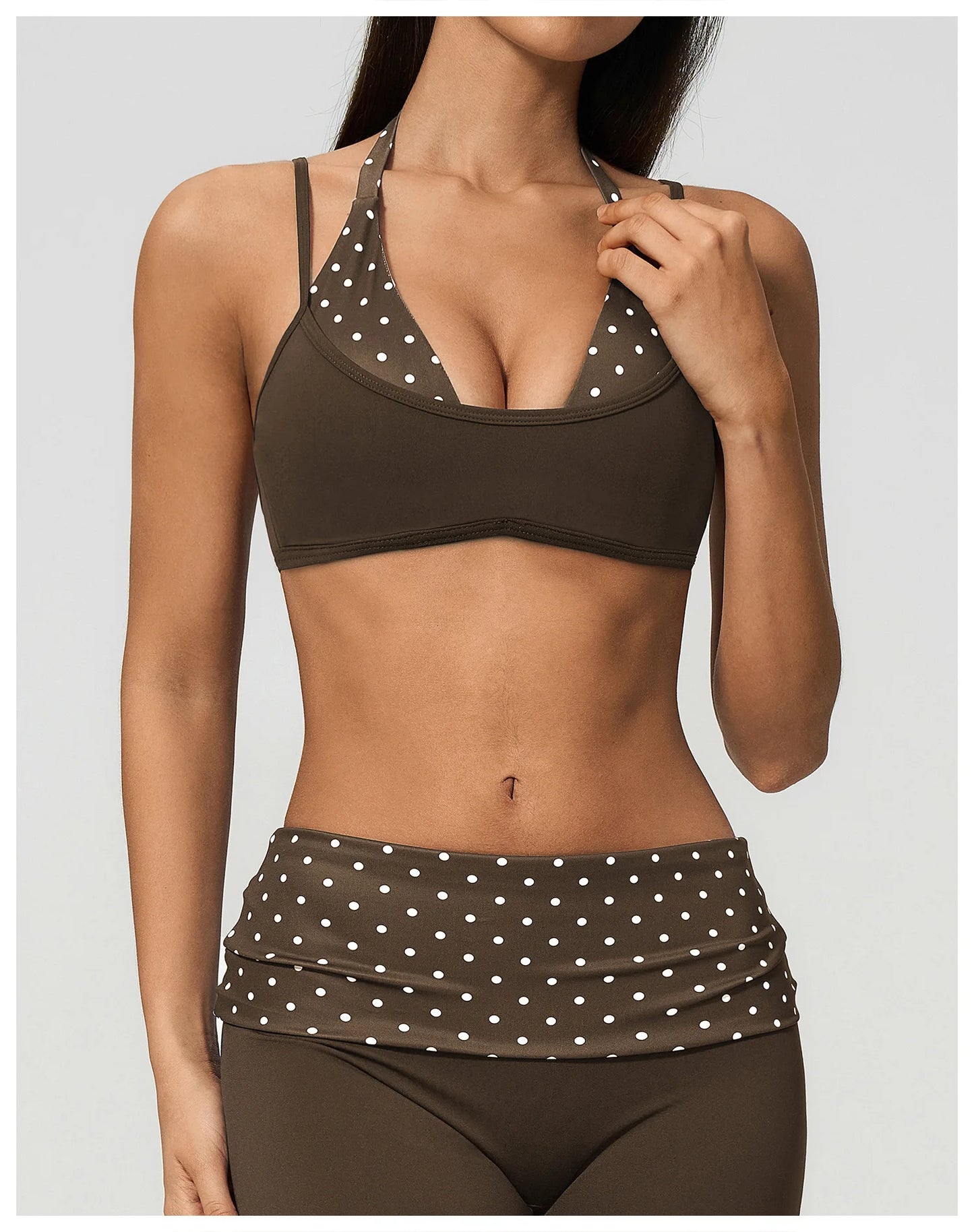 Women's Striped Yoga Bra Breathable Sports Underwear Shockproof Workout Top Sexy Polka Dot Bra Beautiful Back Sports Yoga Top
