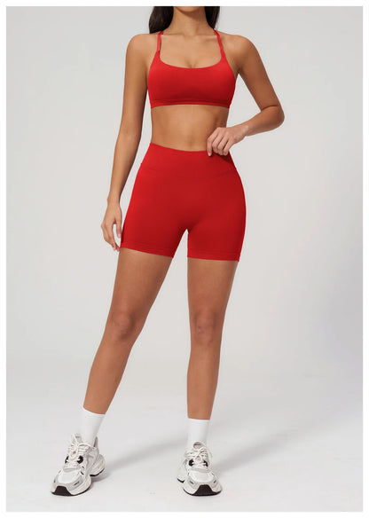 Summer Seamless Yoga Bra Women Fitness Workout Top Cross Back Strap Sports Underwear Female Breathable Running Cycling Gym Top