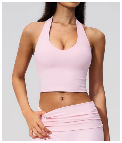 Summer New Yoga Bra Women Sports Shockproof Bra Sexy V-Neck Fitness Underwear Female Backless Sports Bra Gym Push Up Workout Top