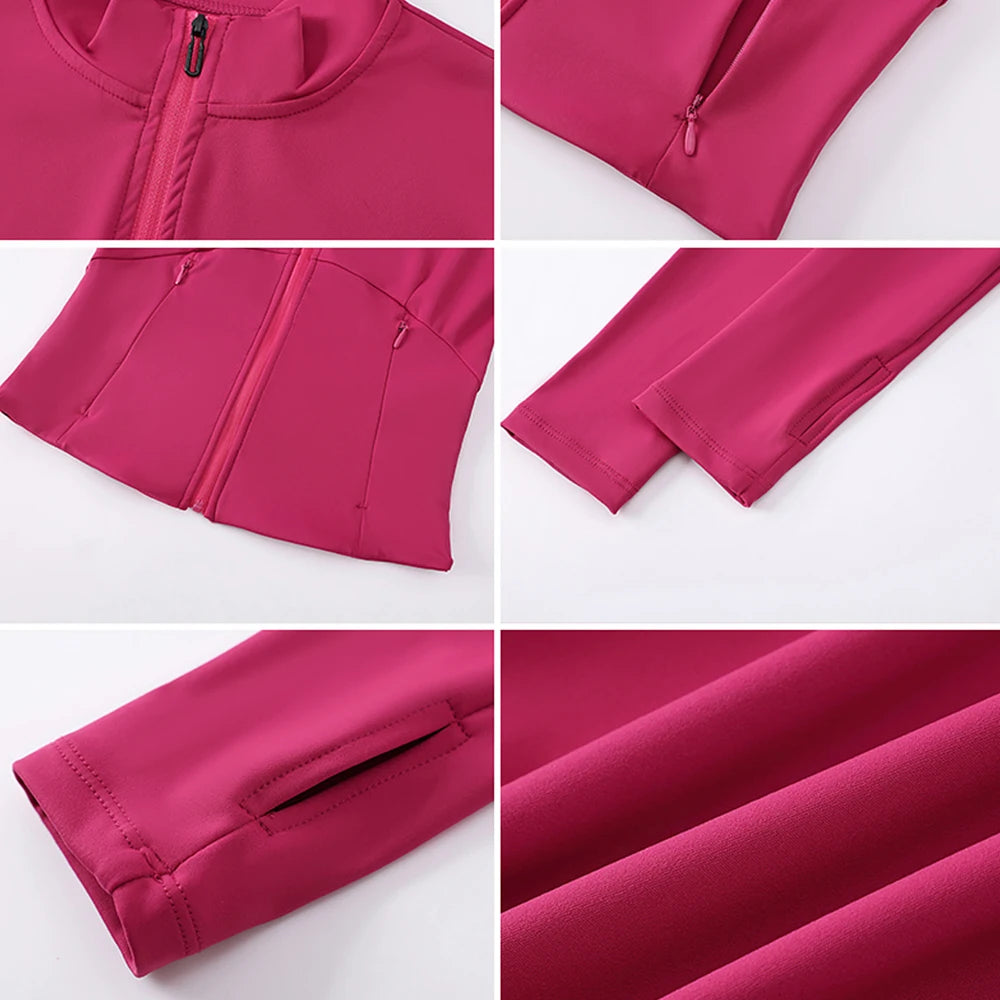 Fitness Sport Women's Zipper Long-sleeved Quick-drying Training Yoga Gym Clothing Clothes Summer Running Breathable Slim Fit Top