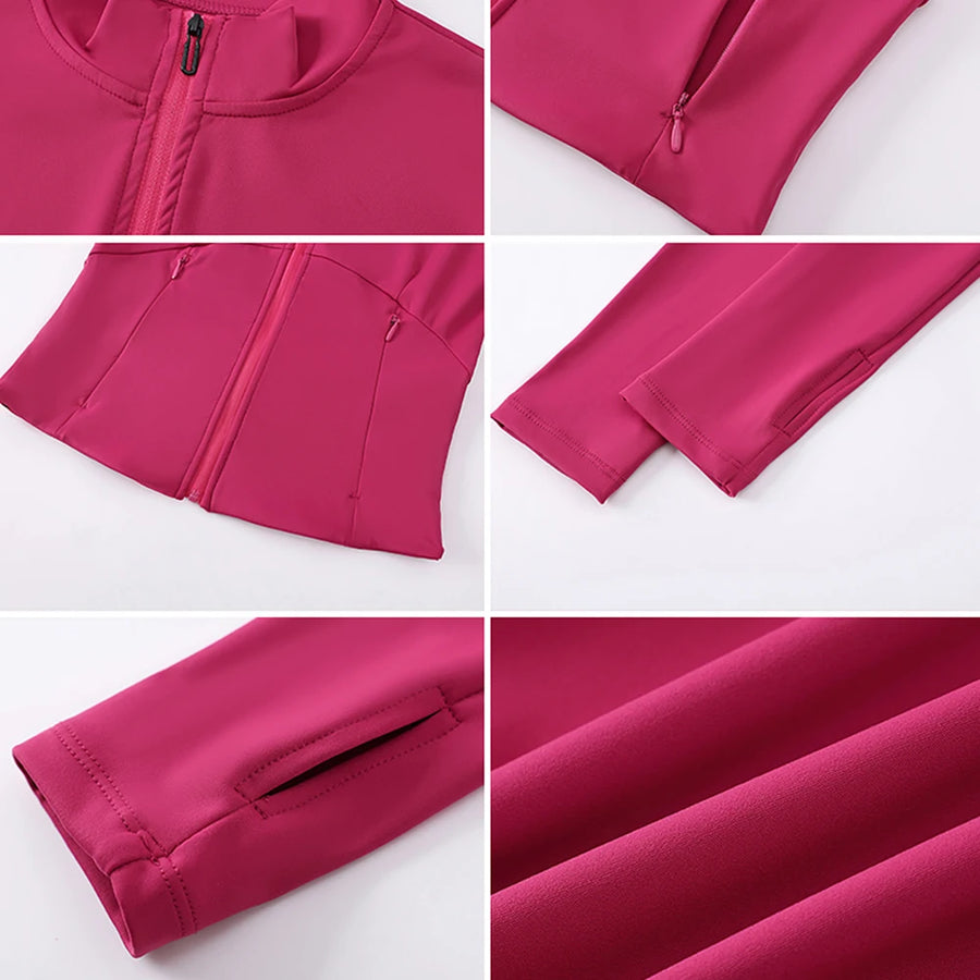 Fitness Sport Women's Zipper Long-sleeved Quick-drying Training Yoga Gym Clothing Clothes Summer Running Breathable Slim Fit Top