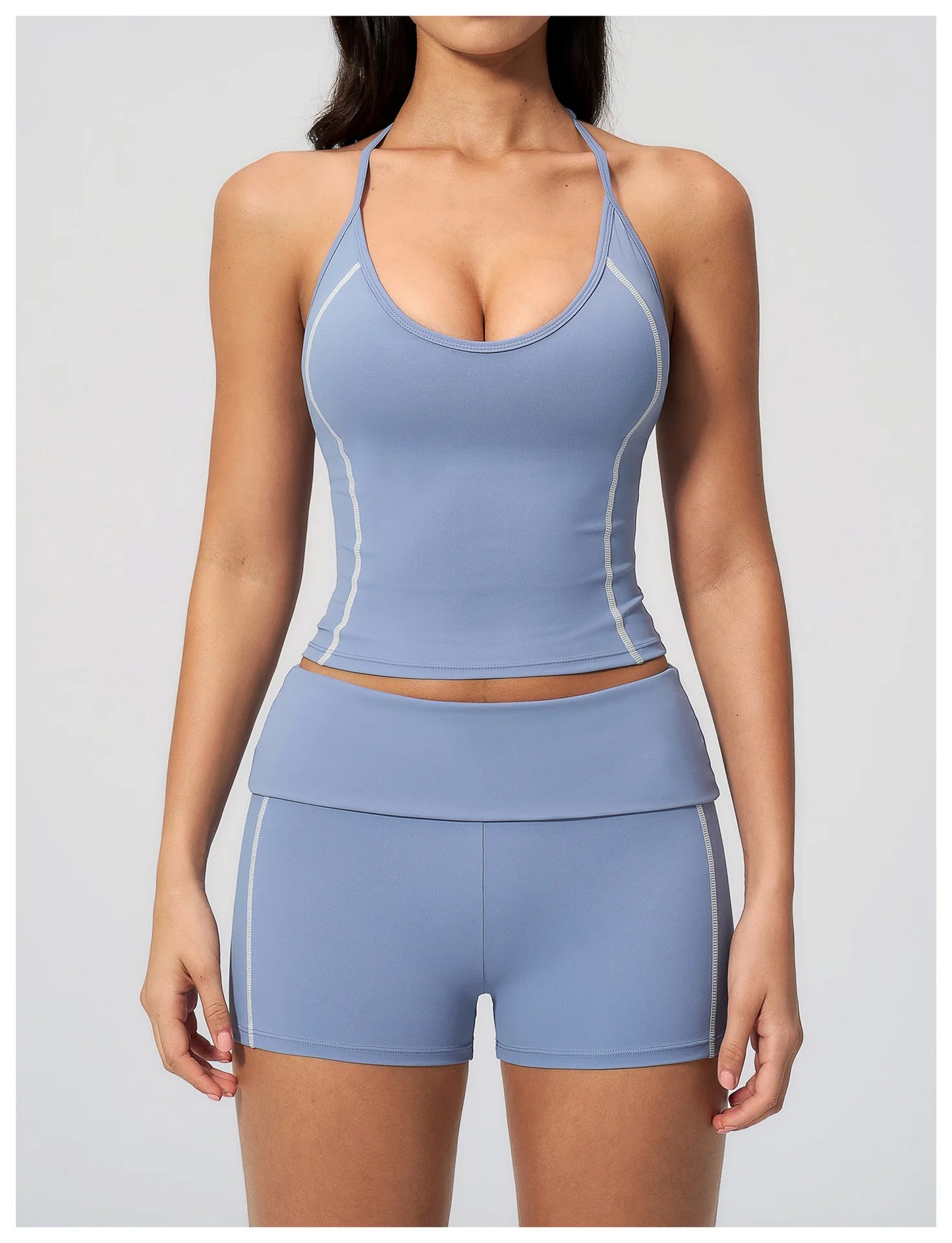 Summer Sports Tops Women's Halter Neck Vest Workout Shockproof Underwear Breathable Running Cycling Bra Gym Clothes Yoga Vest