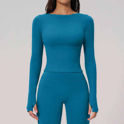 Women Yoga T-shirts Fitness Sports Long Sleeve Running High Elastic Workout Shirts Gym Sports Shirts Female Crop Top Yoga Tops