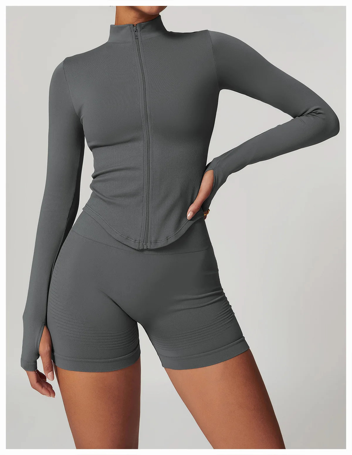 Outdoor Sports Long Sleeved Women's Slim Yoga Quick Dry Tight Fitting Quick Drying Stand Up Collar Jacket Running Fitness Jacket
