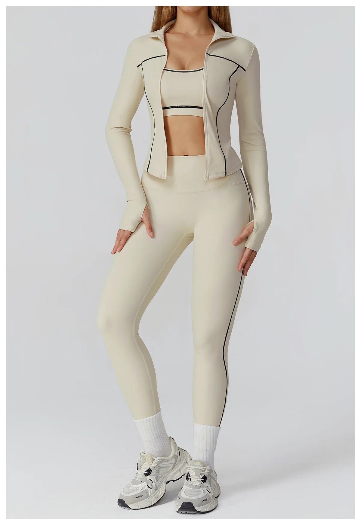 Women Zip Fitness Clothes Long Sleeve Sports Jacket Stand-up Collar Yoga Shirt Quick Dry Gym Top Outdoors Sunscreen Running Coat