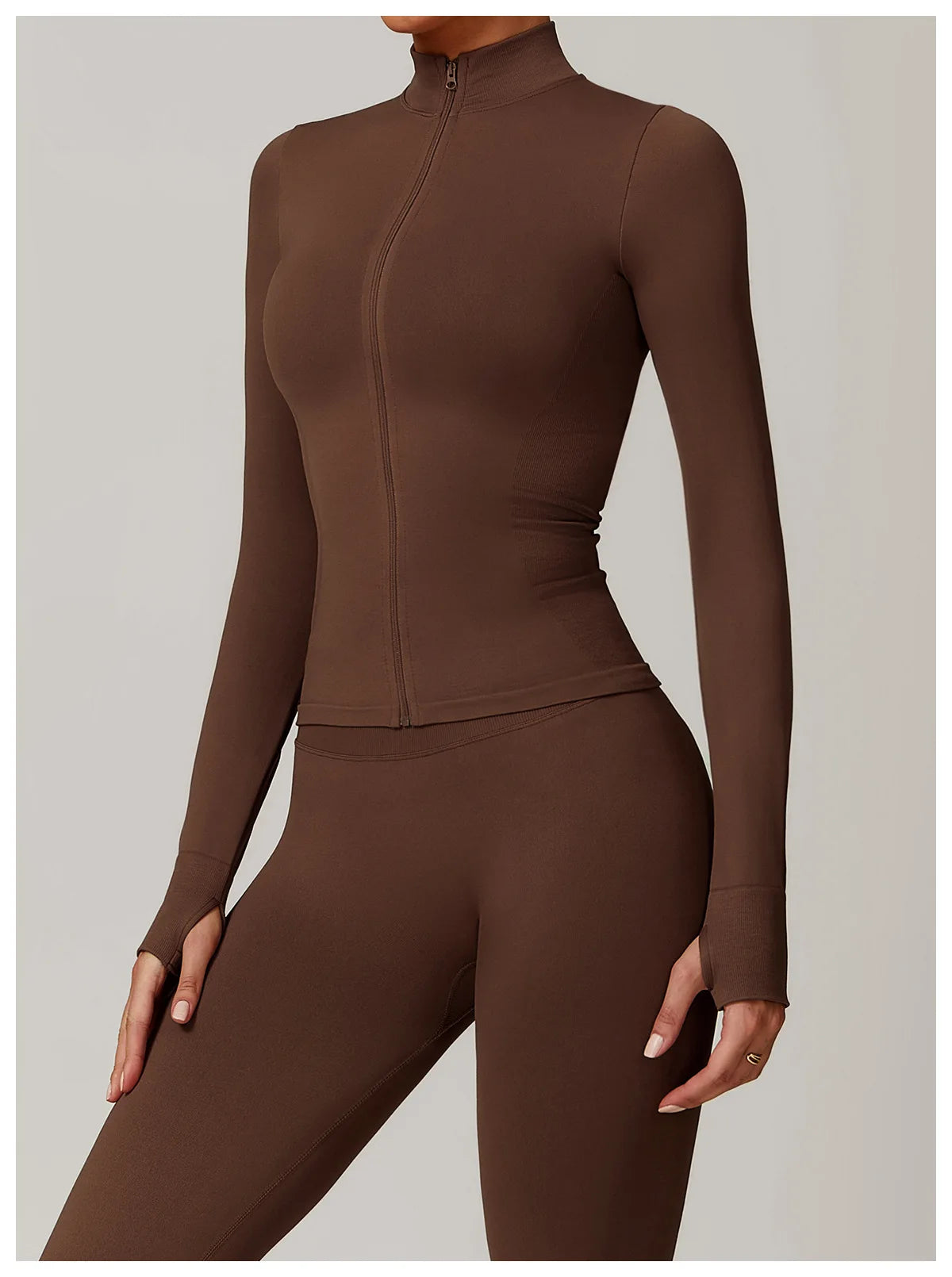 Women Zipper Yoga Long Sleeve Seamless Crop Tops Female Gym Jacket Yoga T-shirts Solid Sports Top Running Workout Athletic Wear