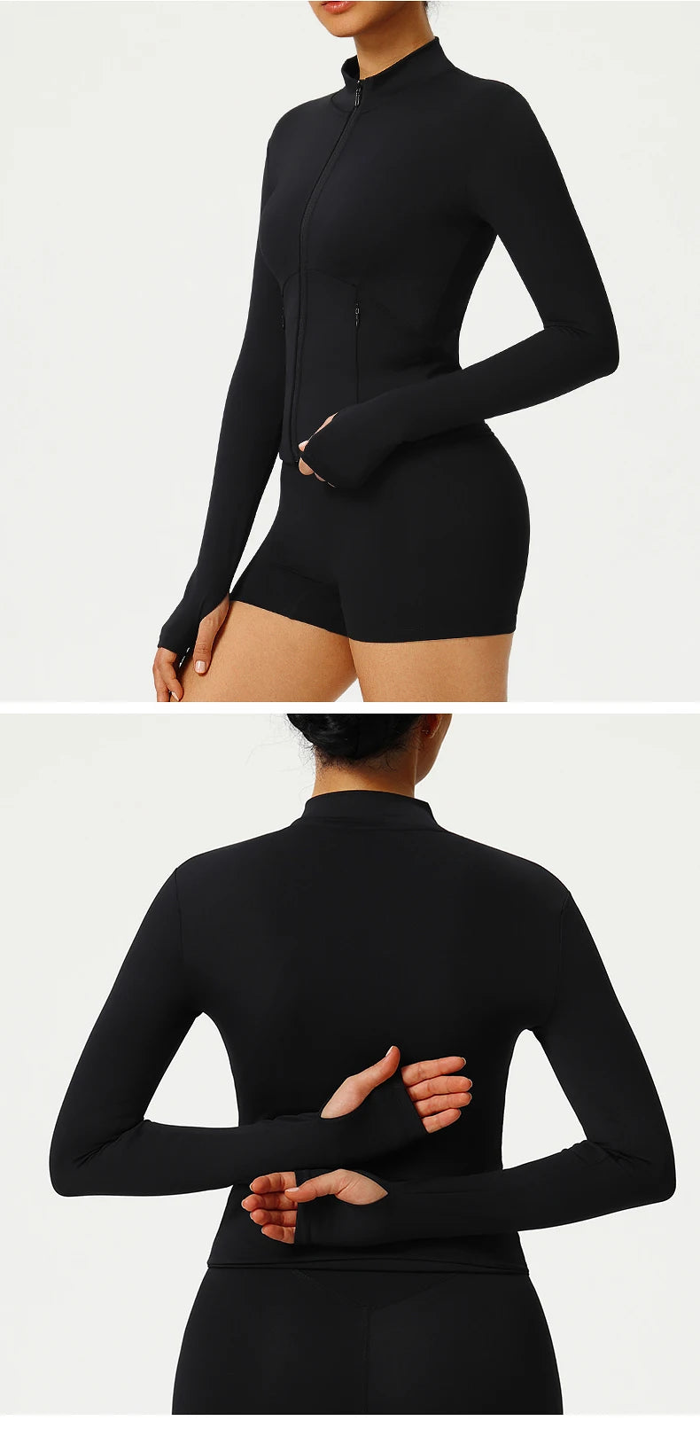 Fitness Sport Women's Zipper Long-sleeved Quick-drying Training Yoga Gym Clothing Clothes Summer Running Breathable Slim Fit Top