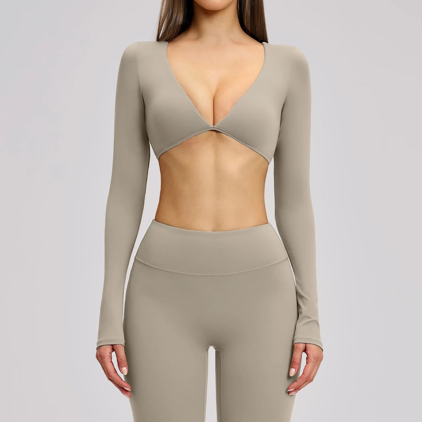 Women's Crop Tops Yoga T-shirts Solid Sports Top Long Sleeve Quick Dry Fitness Gym Sport Wear Running Shirts Sexy Exposed Navel