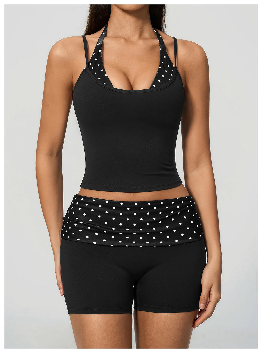 Polka Dot Yoga Tank Top Shockproof Striped Fitness Bra Gym Workout Vest Breathable Sport Top Halter Beautiful Back Sport Vest