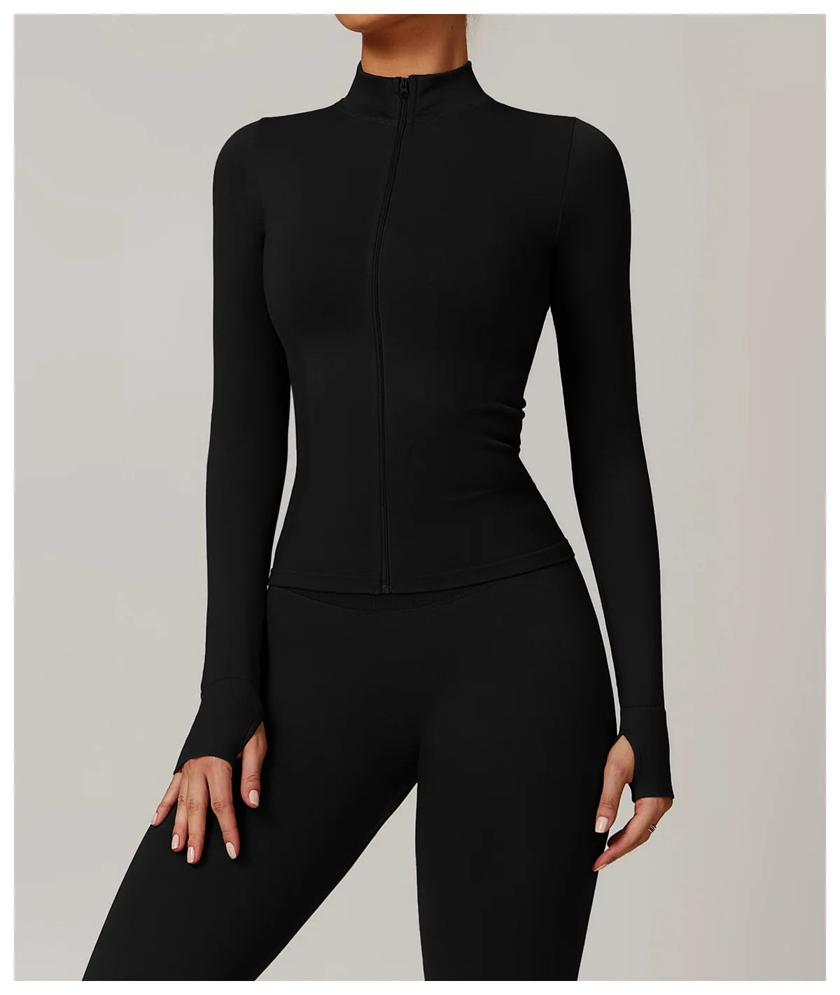 Women Zipper Yoga Long Sleeve Seamless Crop Tops Female Gym Jacket Yoga T-shirts Solid Sports Top Running Workout Athletic Wear
