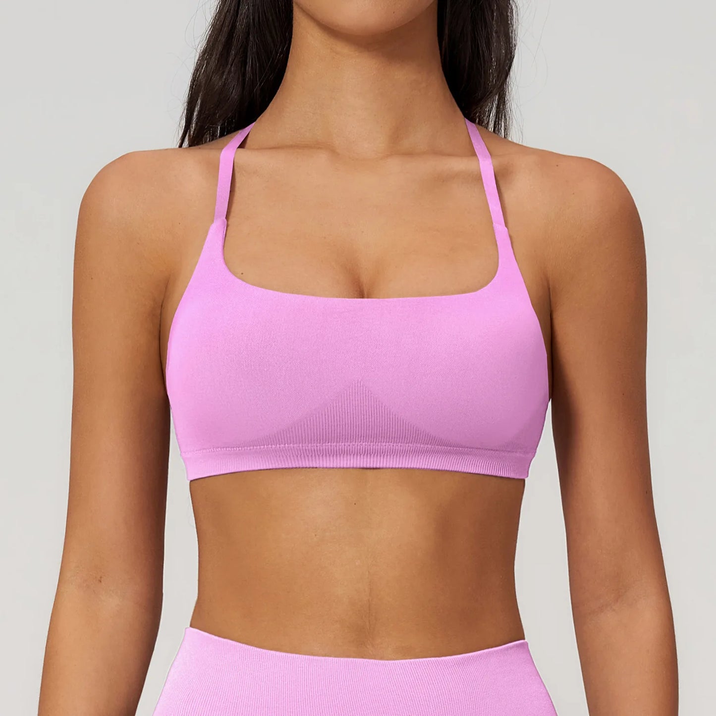 Summer Seamless Yoga Bra Women Fitness Workout Top Cross Back Strap Sports Underwear Female Breathable Running Cycling Gym Top