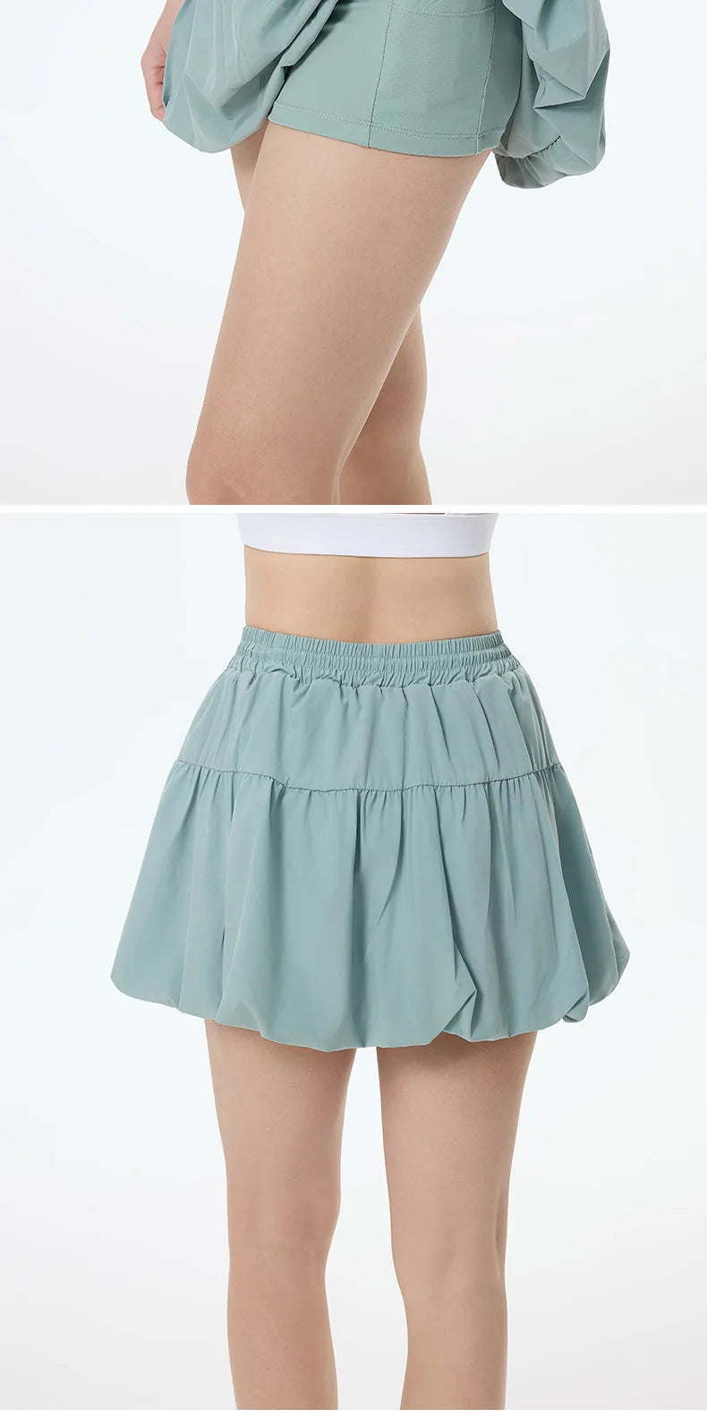 Women Yoga Puff Skirt Women Tennis Pleated Skirt with Inner Lining High Waist Double Layer Design Sport Sexy Fitness Yoga Shorts