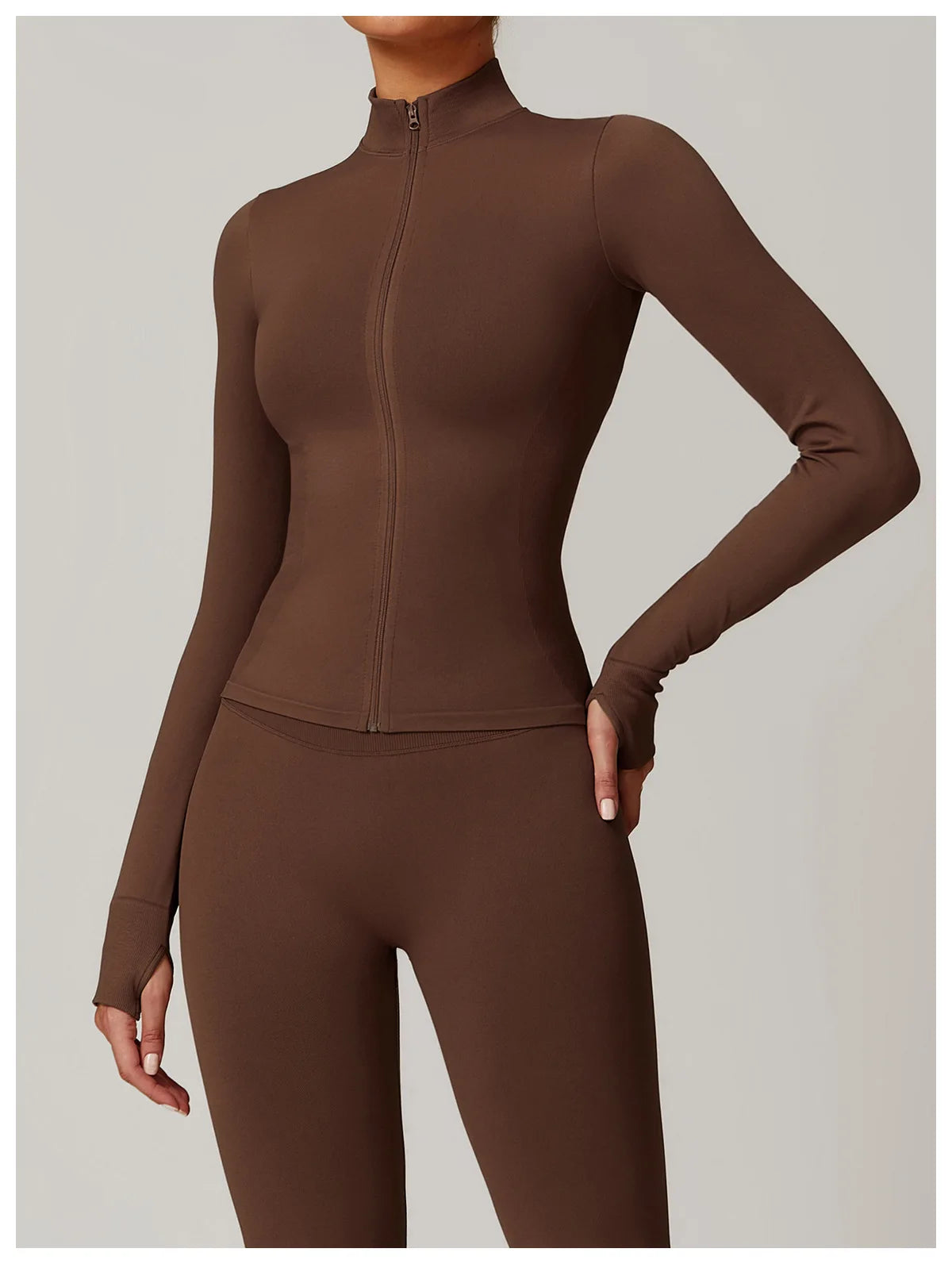 Women Zipper Yoga Long Sleeve Seamless Crop Tops Female Gym Jacket Yoga T-shirts Solid Sports Top Running Workout Athletic Wear