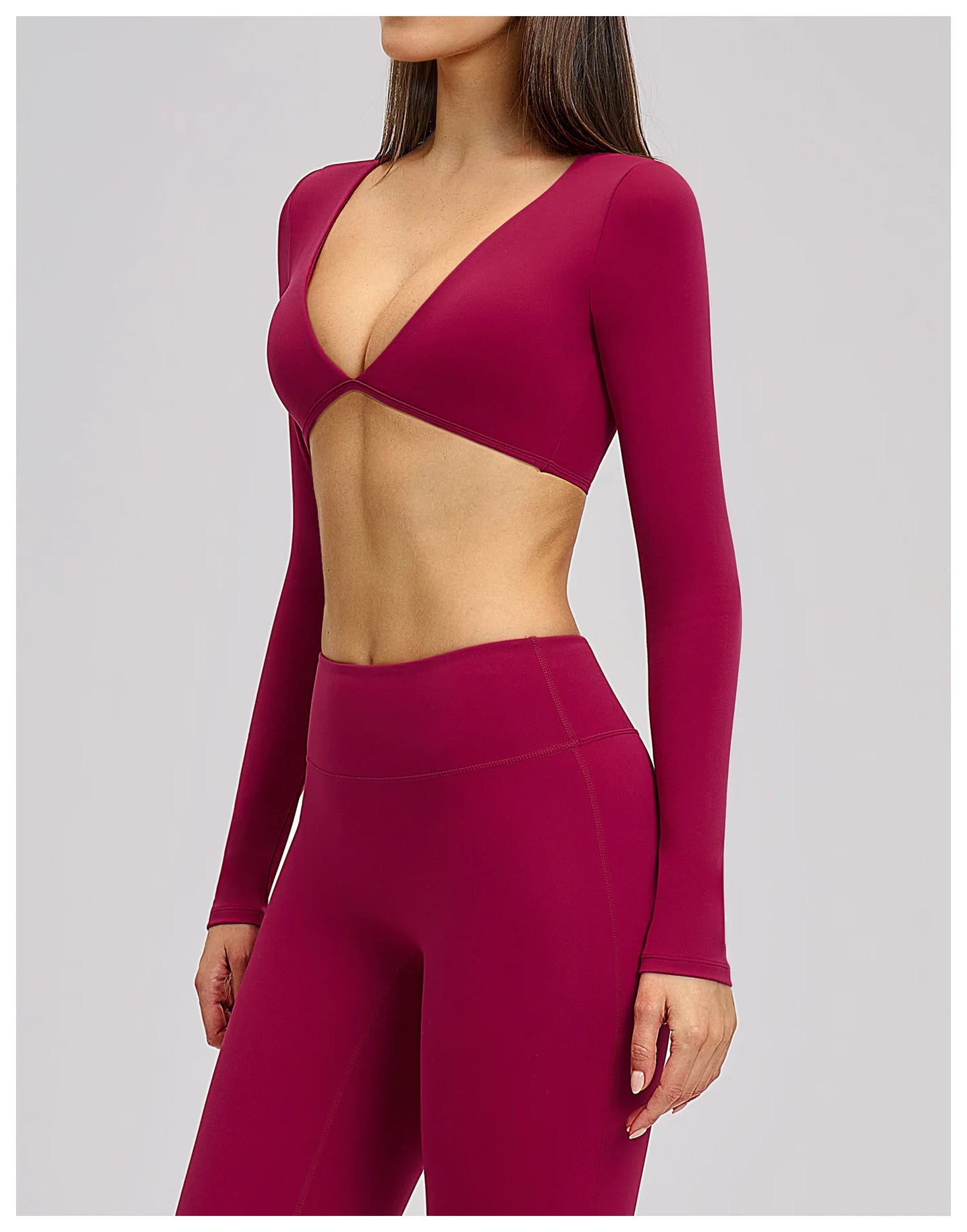 Women's Crop Tops Yoga T-shirts Solid Sports Top Long Sleeve Quick Dry Fitness Gym Sport Wear Running Shirts Sexy Exposed Navel