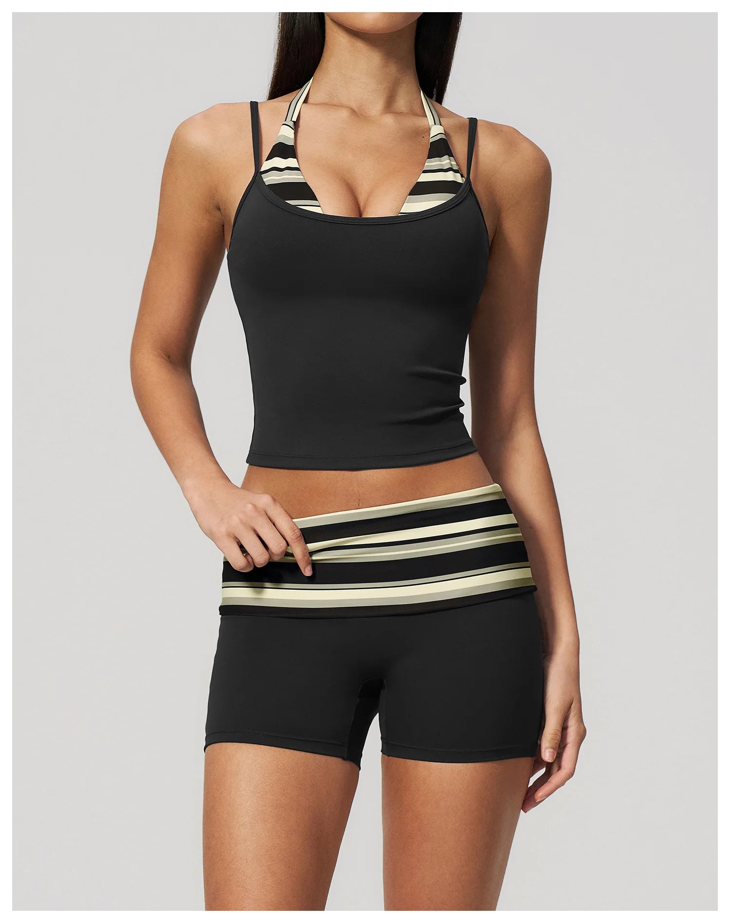 Polka Dot Yoga Tank Top Shockproof Striped Fitness Bra Gym Workout Vest Breathable Sport Top Halter Beautiful Back Sport Vest