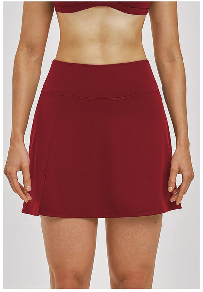 Outdoor Sports Yoga Skirt  Yoga Quick Drying A-line Skirt Women's Badminton Tennis Skirt Summer Cool and Anti Glare Lined Shorts