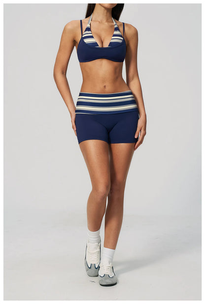 Women's Striped Yoga Bra Breathable Sports Underwear Shockproof Workout Top Sexy Polka Dot Bra Beautiful Back Sports Yoga Top