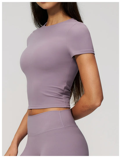 Women Yoga Top Sport T Shirts Fitness Clothes Quick-Drying Short Sleeve Yoga Shirt Gym Workout Top Running Active Wear Sport Top