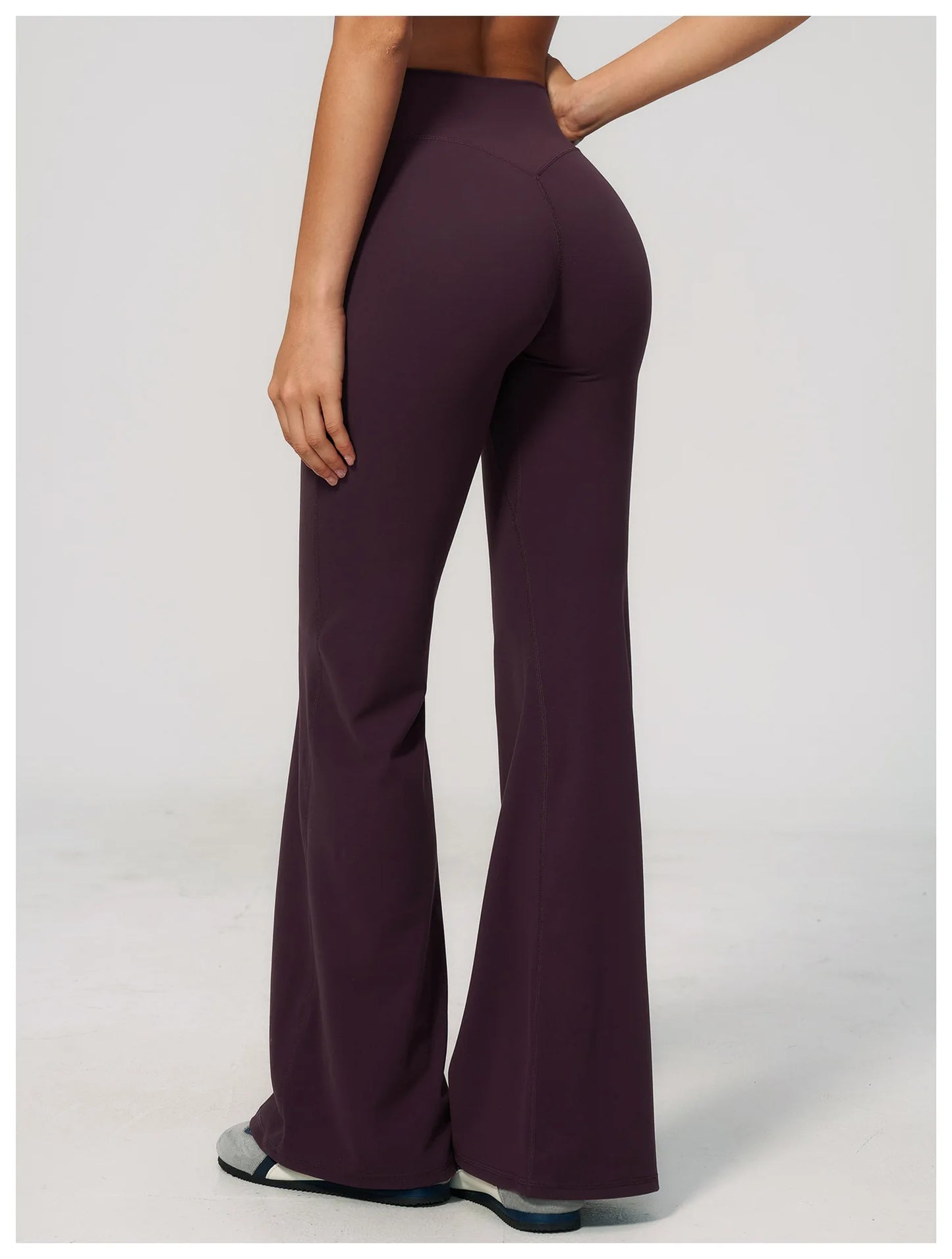 Summer Solid Color Flared Pants Women Breathable Yoga Pants High Waist Butt Lift Sports Pants Scrunch Butt Flared Trousers
