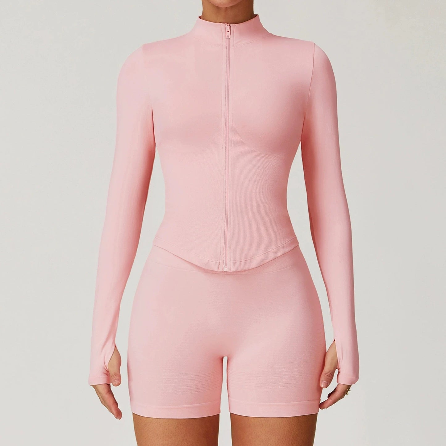 Outdoor Sports Long Sleeved Women's Slim Yoga Quick Dry Tight Fitting Quick Drying Stand Up Collar Jacket Running Fitness Jacket