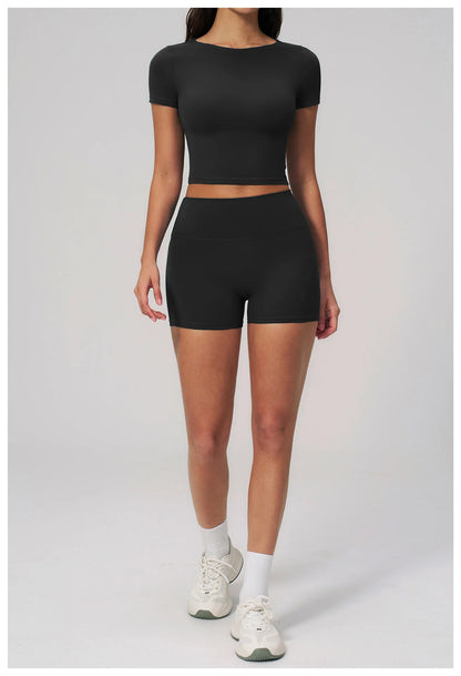 Women Yoga Shirts Fitness T-Shirt Sports Short Sleeve Gym Clothes Female Workout Short Sleeve Sports Shirts Running Active Wear