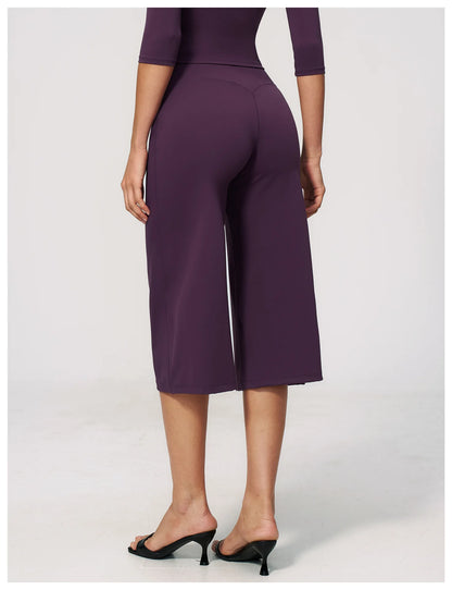 Summer Sports Pants Women Capri Pants Wide Leg Yoga Cropped High Waist Workout Seven Pant Female Running Legging Fitness Shorts