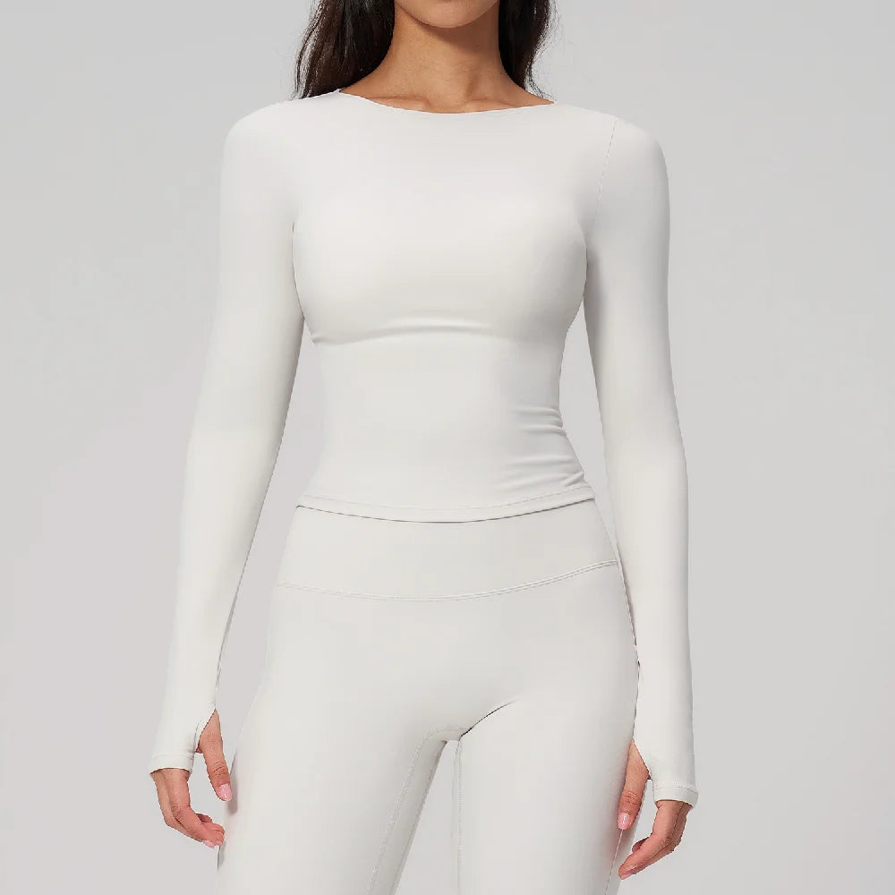 Women Yoga T-shirts Fitness Sports Long Sleeve Running High Elastic Workout Shirts Gym Sports Shirts Female Crop Top Yoga Tops