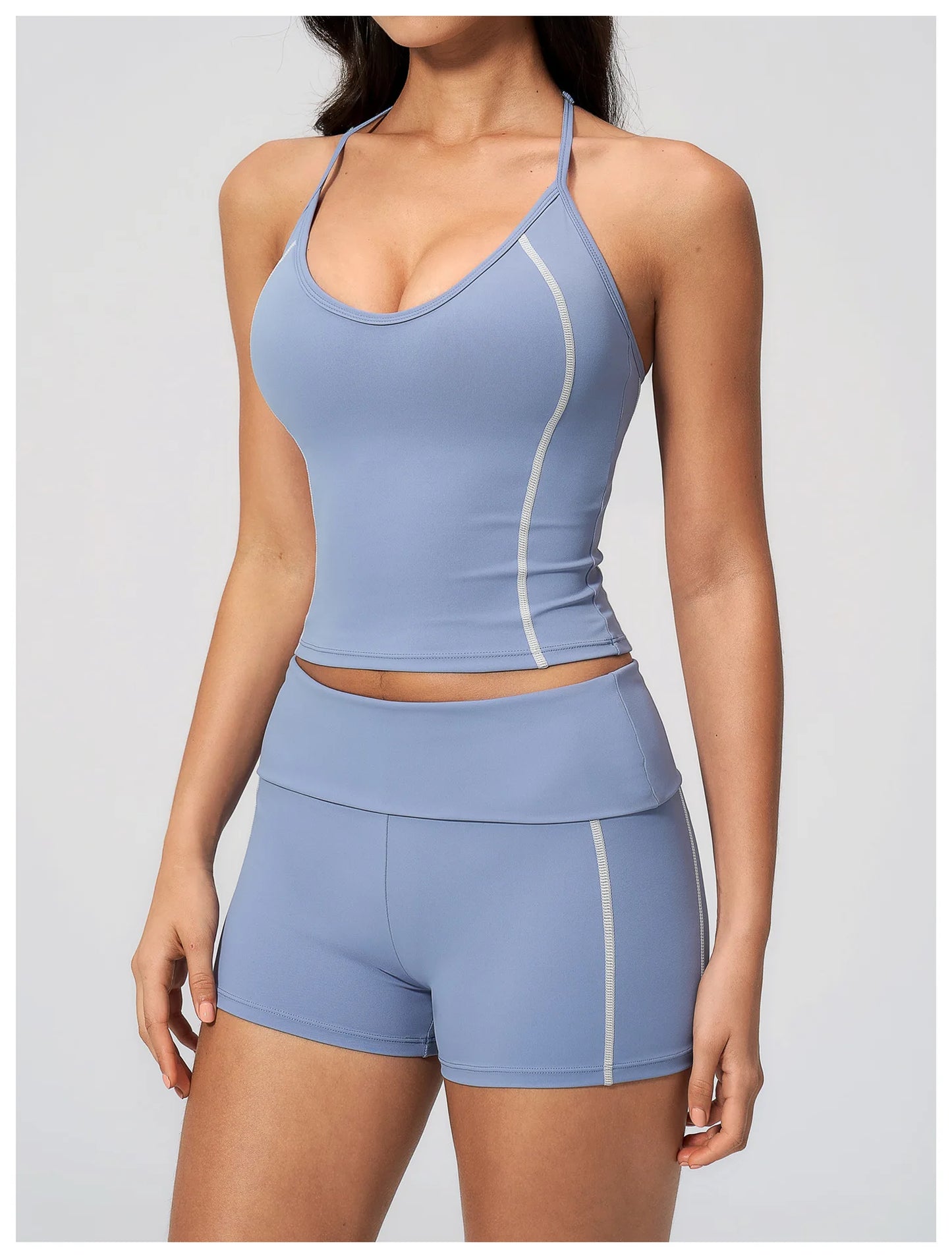 Summer Sports Tops Women's Halter Neck Vest Workout Shockproof Underwear Breathable Running Cycling Bra Gym Clothes Yoga Vest
