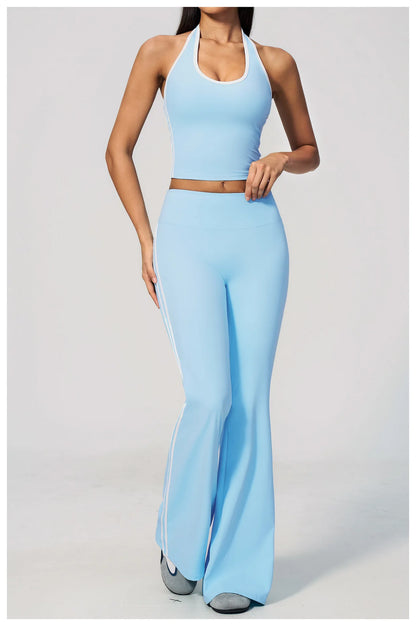Summer Yoga Pants Women's High Waist Push Up Flared Pants Fitness Wide-Leg Pants Athletic Wear Running Workout Flared Trousers