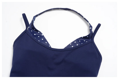 Polka Dot Yoga Tank Top Shockproof Striped Fitness Bra Gym Workout Vest Breathable Sport Top Halter Beautiful Back Sport Vest