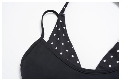 Women's Striped Yoga Bra Breathable Sports Underwear Shockproof Workout Top Sexy Polka Dot Bra Beautiful Back Sports Yoga Top