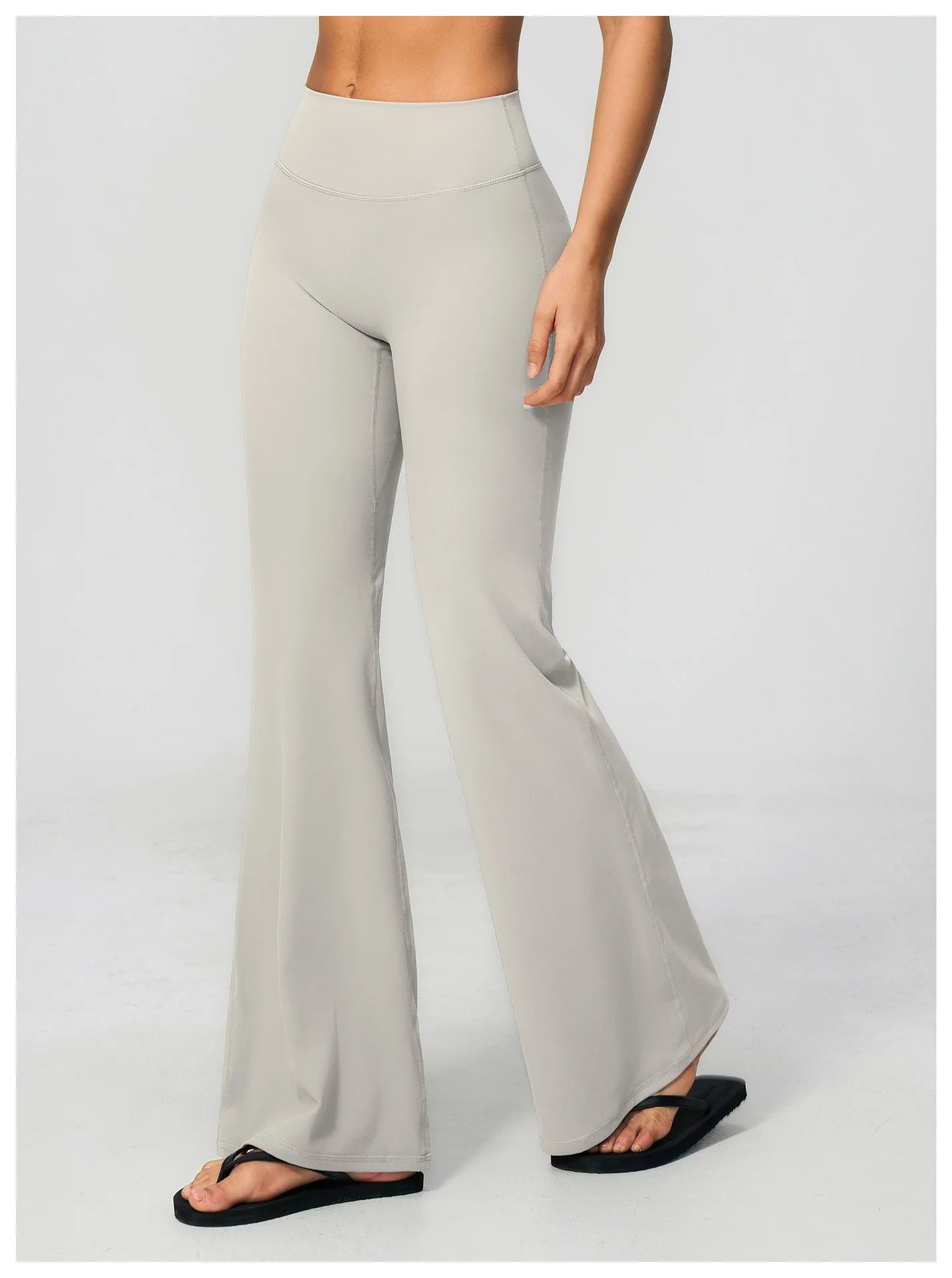 Summer Solid Color Flared Pants Women Breathable Yoga Pants High Waist Butt Lift Sports Pants Scrunch Butt Flared Trousers